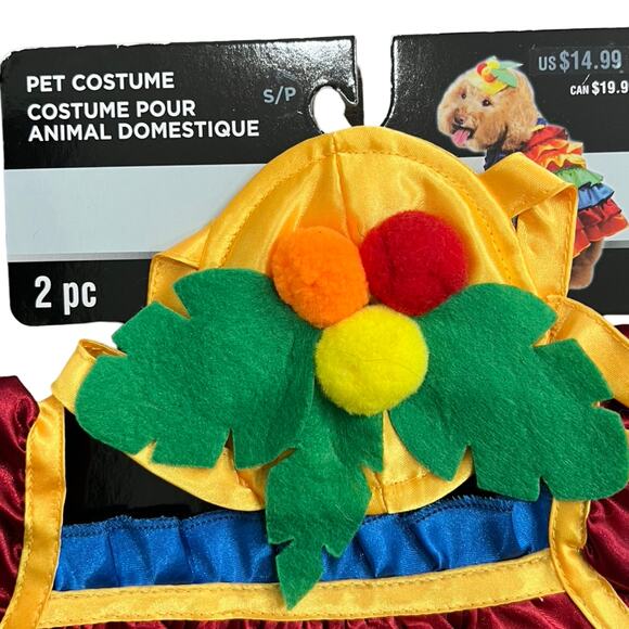 Tropical Jungle Carmen Miranda Pet Dog Cat 2-Piece Ruffle Costume sz S NEW Tag - Picture 5 of 5